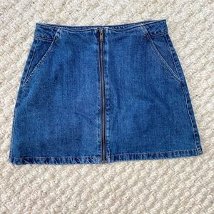 Zara Blue Denim Zip Front Mini Skirt